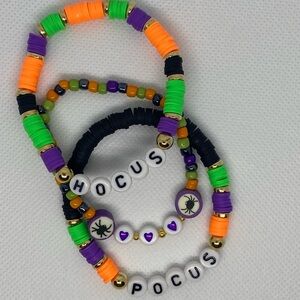 Hocus Pocus Heishi Bead Bracelets set of 3 Halloween
